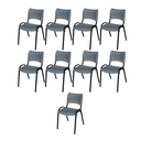 Ver imagem 2 de Kit 9 Cadeiras Iso Fixa Empilhável Escola Igreja Salão:cinza