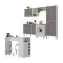 Ver imagem 1 de Armário de Cozinha com Bancada Americana Xangai Multimóveis Mp2203 Branco/lacca Fumê