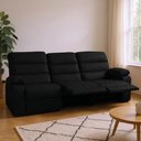 Ver imagem 1 de Sofá 3 Lugares Reclinável Retrátil 183cm Naaman Sintético Pu Preto K01 - D’Rossi