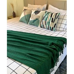 Manta xale sofá e cama 2,20x1,50m Verde folha tear artesanal decorativa protetora - 5