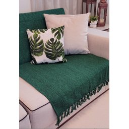 Manta xale sofá e cama 2,20x1,50m Verde folha tear artesanal decorativa protetora - 6