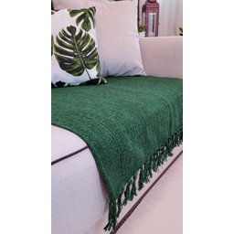 Manta xale sofá e cama 2,20x1,50m Verde folha tear artesanal decorativa protetora - 4