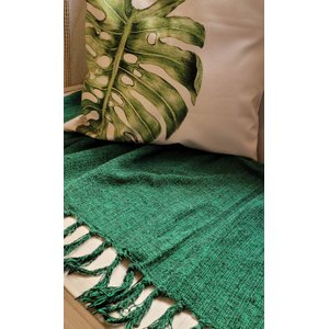 Manta xale sofá e cama 2,20x1,50m Verde folha tear artesanal decorativa protetora