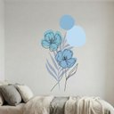 Ver imagem 1 de Adesivo Floral Boho Azul Estilo Nórdico 88x150 Minimalista Abstrato