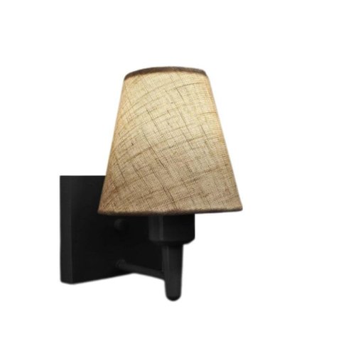 Arandela Quadrada Md-2034 Preto Cúpula Cone Rustico Bege