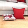 Kit Almofada Vermelha Floral 4 Unidades 45cm x 45cm com Refil de Siline Super Macio - Tecido Jacqaur - 4