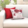 Kit Almofada Vermelha Floral 4 Unidades 45cm x 45cm com Refil de Siline Super Macio - Tecido Jacqaur - 3