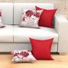 Kit Almofada Vermelha Floral 4 Unidades 45cm x 45cm com Refil de Siline Super Macio - Tecido Jacqaur - 2