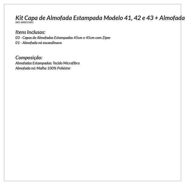 Kit Capa de Almofada para Sala Azul Estampada Frase Kit 3 Unidades 45cm x 45cm + Almofada Nó Escandi - 8