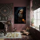 Ver imagem 2 de Quadro Decorativo Um Velho Mago - Feiticeiro - 70x50cm:moldura Branca
