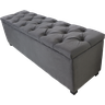 Puf Baú Estofado Capitonê de Casal 140x40x45cm na Cor Cinza Escuro - Estrutura em Mdf - 1