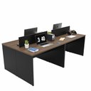 Ver imagem 1 de Estação de Trabalho Mesa Plataforma Escritório 1200x600 4 Lugares Netmobil - Nogal/preto