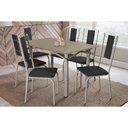 Ver imagem 1 de Conjunto: Mesa Sala Jantar Elba Tampo Madeirado C/ Vidro 120cm e 6 Cadeiras Lisboa Niquel/freijo