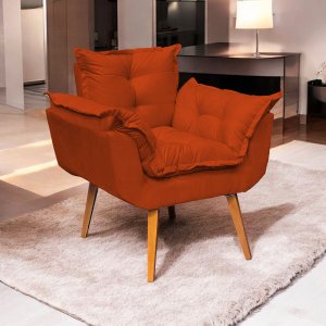 Poltrona Decorativa Reforçada para Sala Alice para Recepção Manicure Escritório Suede