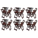 Ver imagem 1 de Kit 6 Jogos De Mesa Bistrô De Madeira Com 4 Cadeiras Dobravel Imbuia - Marrom