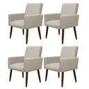 Ver imagem 1 de Kit 4 Poltronas para Sala Pés de Madeira Nina Cor:bege