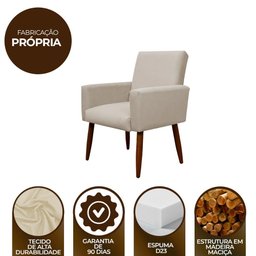 Kit 4 Poltronas para Sala Pés de Madeira Nina Cor:bege - 7