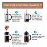 Cafeteira Francesa em Inox Decorada Prensa Chaleira em Vidro Cremeira Bule French Press Luxo 350ml - 5