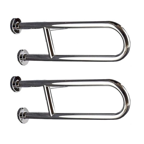 Barra de Apoio em U 45cm Kit 2 Uni Banheiro Box Seguranca Idoso Gestante Cadeirante Lavabo Hospital 