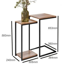 Mesa de Centro Espelhada e 2 Mesas Laterais Pés Metálicos Estilo Industrial Loft D09 Demolição/ - 3