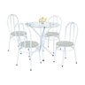 Conjunto de Mesa e 4 Cadeiras Lírio Branco/Bege - Marcheli - 1