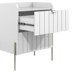 Mesa de Cabeceira com Gaveta Riscada Branca para Quarto 100% Mdf Moriah 45cm Base Metal Champagne - 6