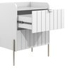 Mesa de Cabeceira com Gaveta Riscada Branca para Quarto 100% Mdf Moriah 45cm Base Metal Champagne - 6