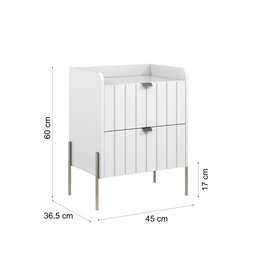 Mesa de Cabeceira com Gaveta Riscada Branca para Quarto 100% Mdf Moriah 45cm Base Metal Champagne - 7