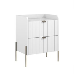 Mesa de Cabeceira com Gaveta Riscada Branca para Quarto 100% Mdf Moriah 45cm Base Metal Champagne - 2