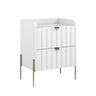 Mesa de Cabeceira com Gaveta Riscada Branca para Quarto 100% Mdf Moriah 45cm Base Metal Champagne - 2