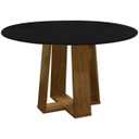 Ver imagem 1 de Mesa de Jantar Redonda 6 Lugares 135cm Ella N02 Ypê/Preto - Mpozenato