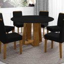 Ver imagem 2 de Mesa de Jantar Redonda 6 Lugares 135cm Ella N02 Ypê/Preto - Mpozenato