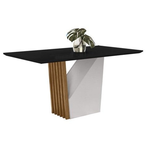 Mesa de Jantar Redonda 6 Lugares 160cm Venetti N02 Ypê/Preto - Mpozenato