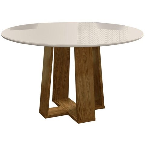 Mesa de Jantar Redonda 6 Lugares 135cm Ella N02 Ypê/Off White - Mpozenato