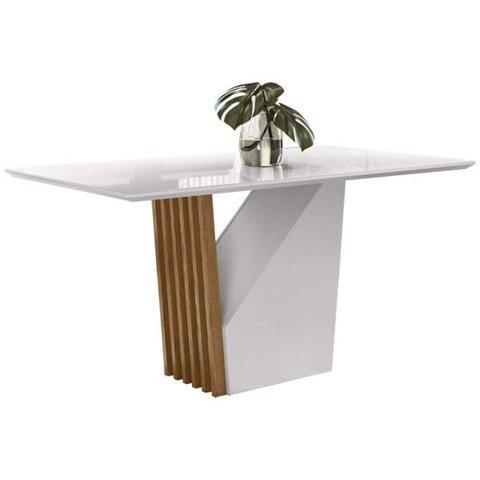 Mesa de Jantar Redonda 6 Lugares 160cm Venetti N02 Ypê/Off White - Mpozenato