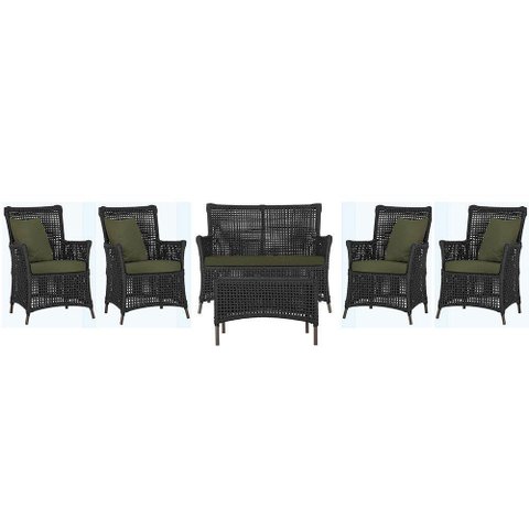 Jogo Sofá 4 Poltronas e Mesa Igapó Marrom E13 Trama Original Preto