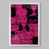 Quadro Animal Funny Cat Pink - 45x30cm - Moldura Padrão Branco - 1