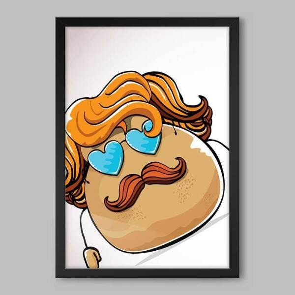 Quadro Cozinha Hipster Batata - 60x40cm - Moldura Padrão Preto - 1