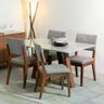 Conjunto de Jantar Mesa com Vidro Avena 4 Cadeiras Ella - Canella C/ Mescla Cinza - 1