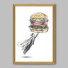 Quadro Cozinha Hamburger Hero - 90x60cm - Moldura Caixa Madeira - 1