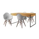 Ver imagem 6 de Mesa Jantar Industrial Filadélfia Canela 137x90cm Base Ferro Preto com 4 Poltronas Brancas Marrom