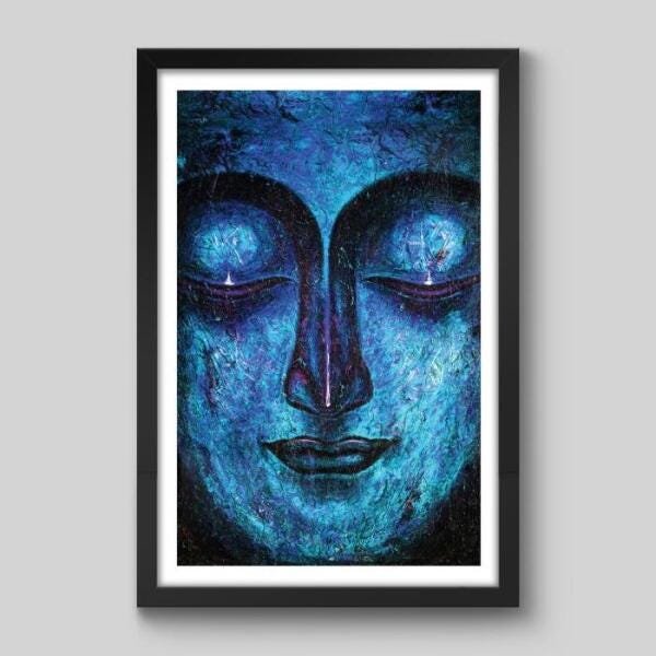 Quadro Buddah Pintura Azul - 1