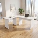 Ver imagem 4 de Escrivaninha em L Gaveteiro Suspenso Moderno 2 Gavetas MDF MDP Branco F5 Office