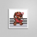 Ver imagem 2 de Quadro Quadrado Dachshund Fashion 20x20cm:Madeira branca