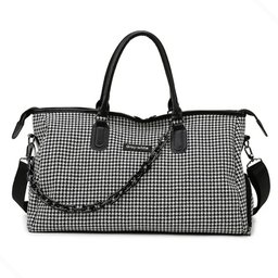 Bolsa Xadrez Moderna Academia Viagem Confortável Impermeável:preto - 1