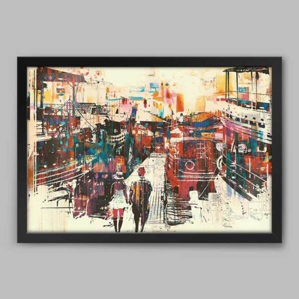 Quadro Cidade Alto Contraste Colorido - 1
