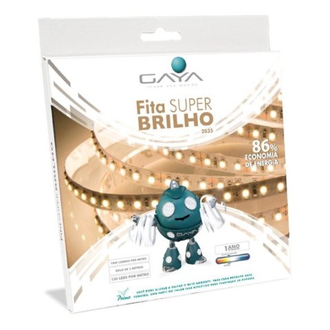 Fita Led Super Brilho 12w Branco Quente 2835 Gaya 5 Metros