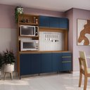 Ver imagem 1 de Cozinha Compacta Luna sem Tampo e Pia Kappesberg 3 Peças Canela/azul Profundo