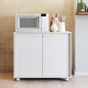 Ver mais imagens de Balcão Multiuso para Cozinha 90x76,5cm 2 Portas e Rodízios Branco BBC14