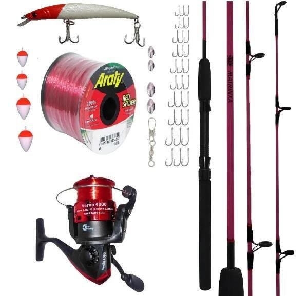 Kit Pesca Completo Kg Molinete Vara Linha Itens Madeiramadeira